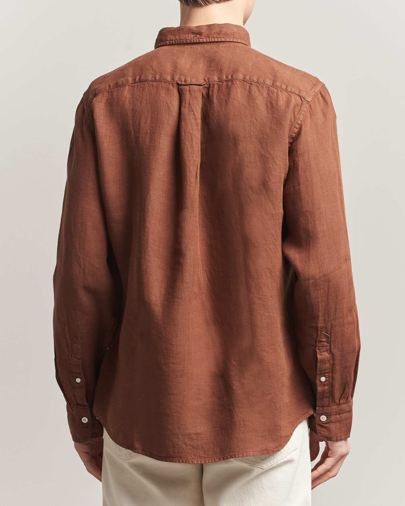 Men | Shirts | Gant | Regular Fit Garment Dyed Linen Shirt Mahogany Brown