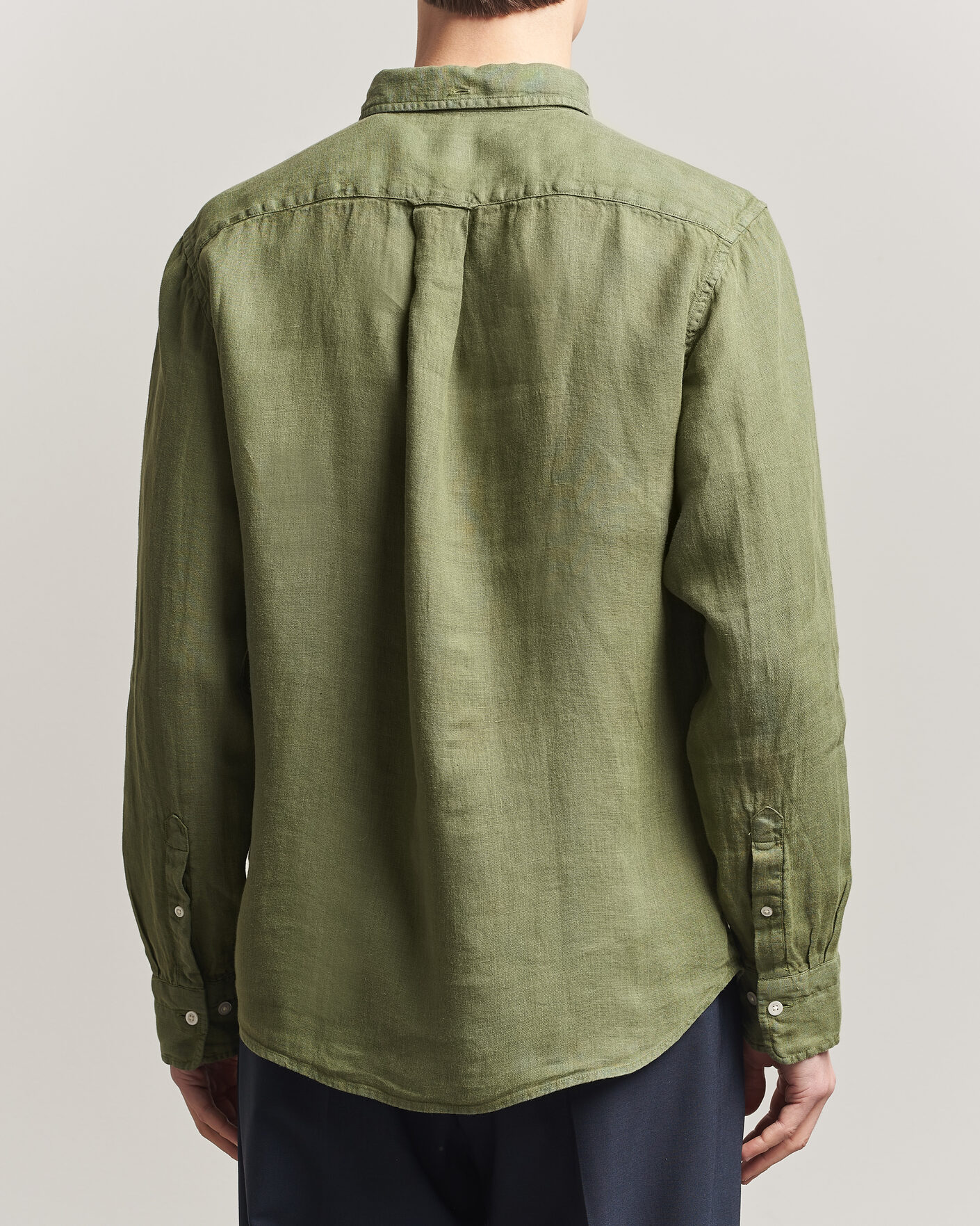 Men | Shirts | Gant | Regular Fit Garment Dyed Linen Shirt Dry Herb Green