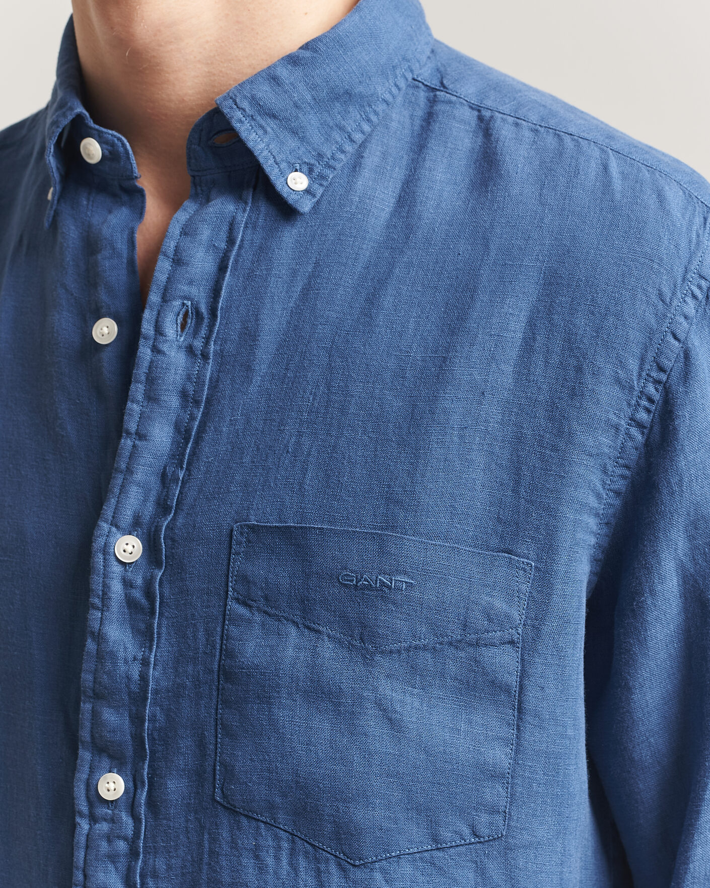 Men | Shirts | Gant | Regular Fit Garment Dyed Linen Shirt Vintage Blue