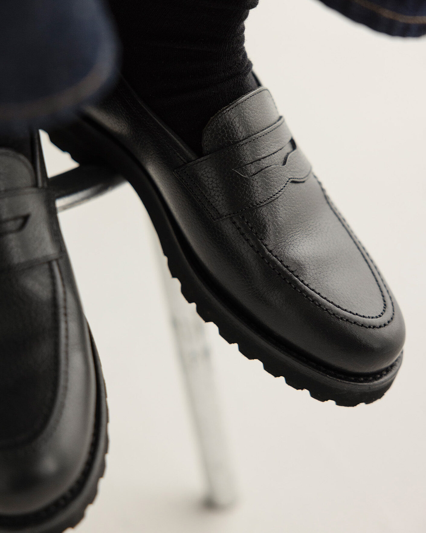 Men | Loafers | Myrqvist | Stenhammar II Vibram Loafer Black Grained Calf