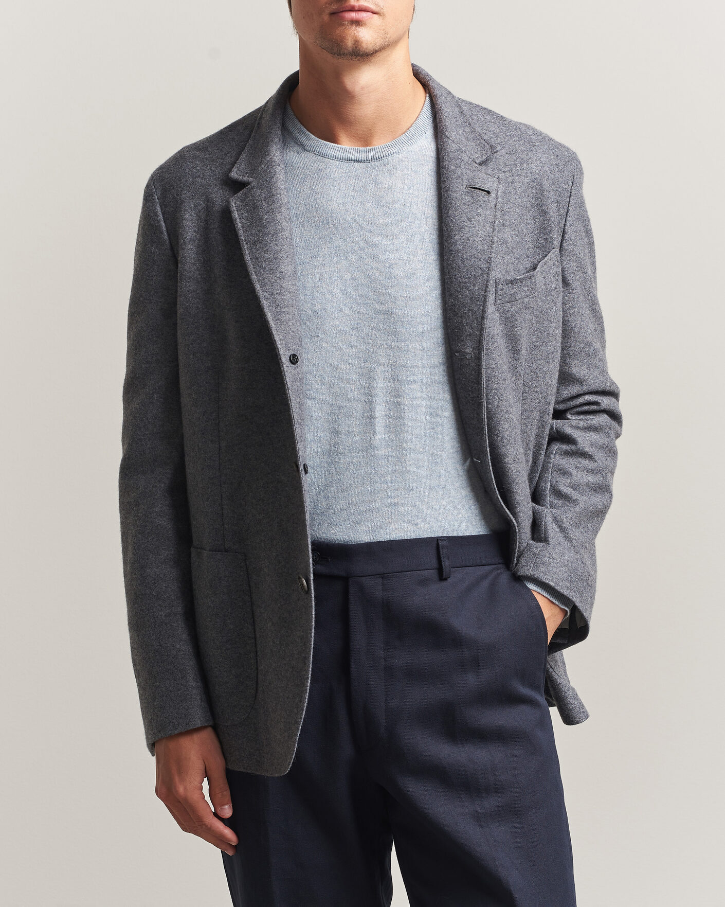 Men | Blazers | Fedeli | Cashmere Flannel Jacket Grey Melange