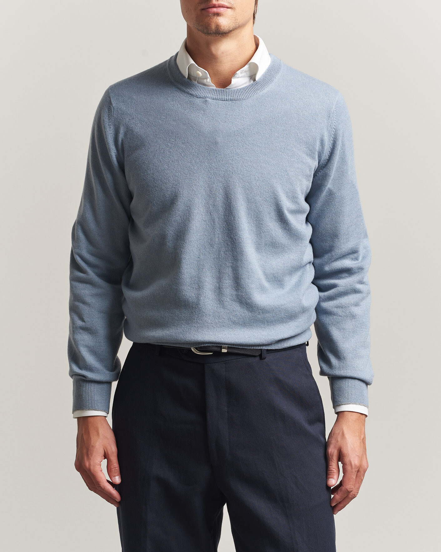 Men | Sweaters & Knitwear | Brunello Cucinelli | 2 Ply Cashmere Pullover Denim Blue