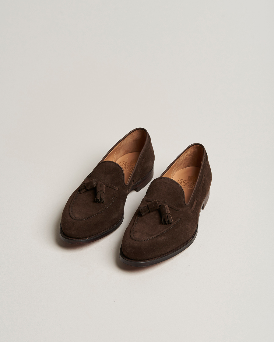 Men | Shoes | Crockett & Jones | Cavendish Tassel Loafer Dark Brown Suede