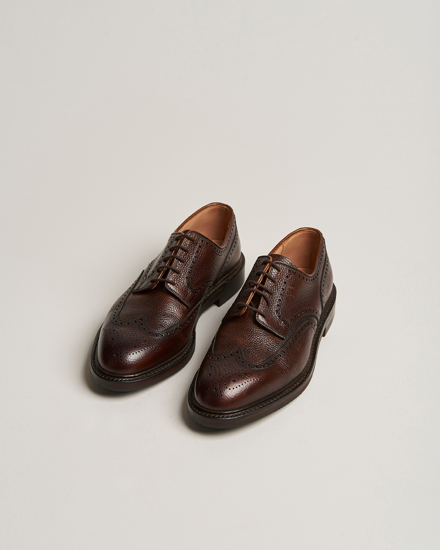 Men | Derby Shoes | Crockett & Jones | Pembroke Derbys Dark Brown Grained Calf
