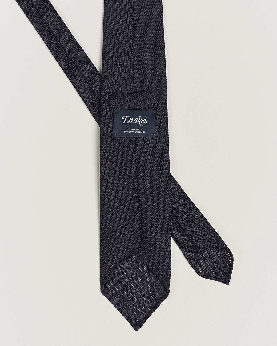 Men | Accessories | Drake\'s | Silk Fine Grenadine Handrolled 8 cm Tie Navy
