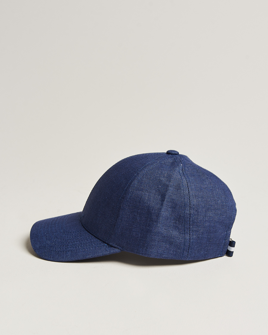 Men | Caps | Varsity Headwear | Linen Baseball Cap Oxford Blue