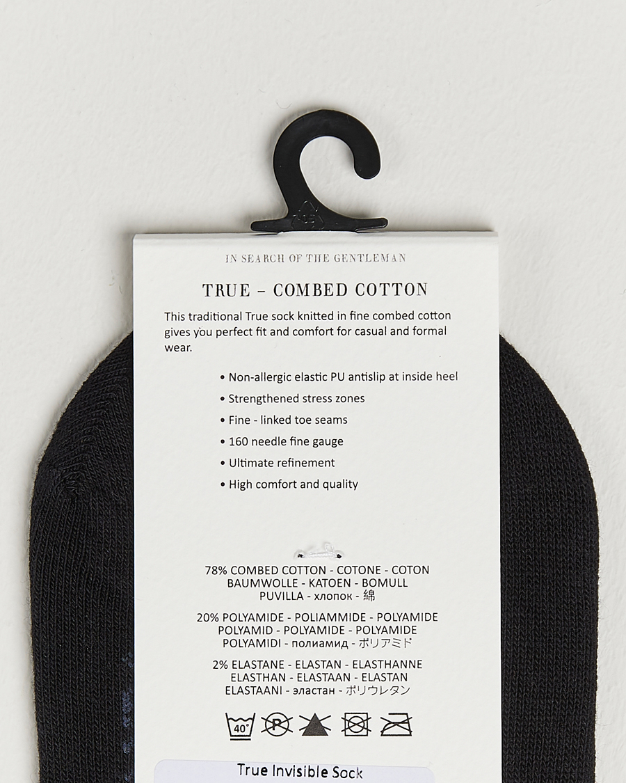 Men | Socks | Amanda Christensen | 3-Pack True Cotton Invisible Socks Black