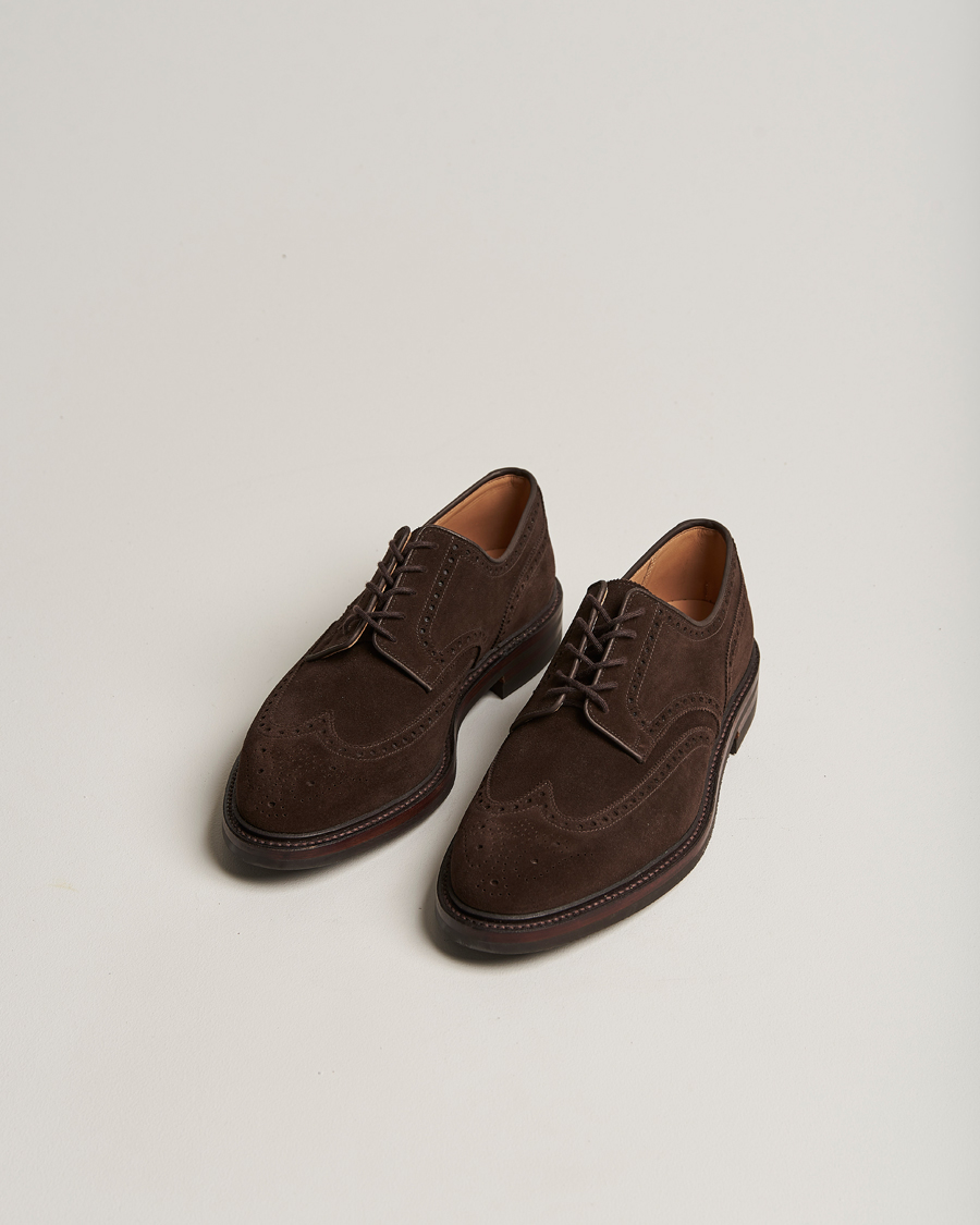 Men | Shoes | Crockett & Jones | Pembroke Derbys Dainite Sole Dark Brown Suede