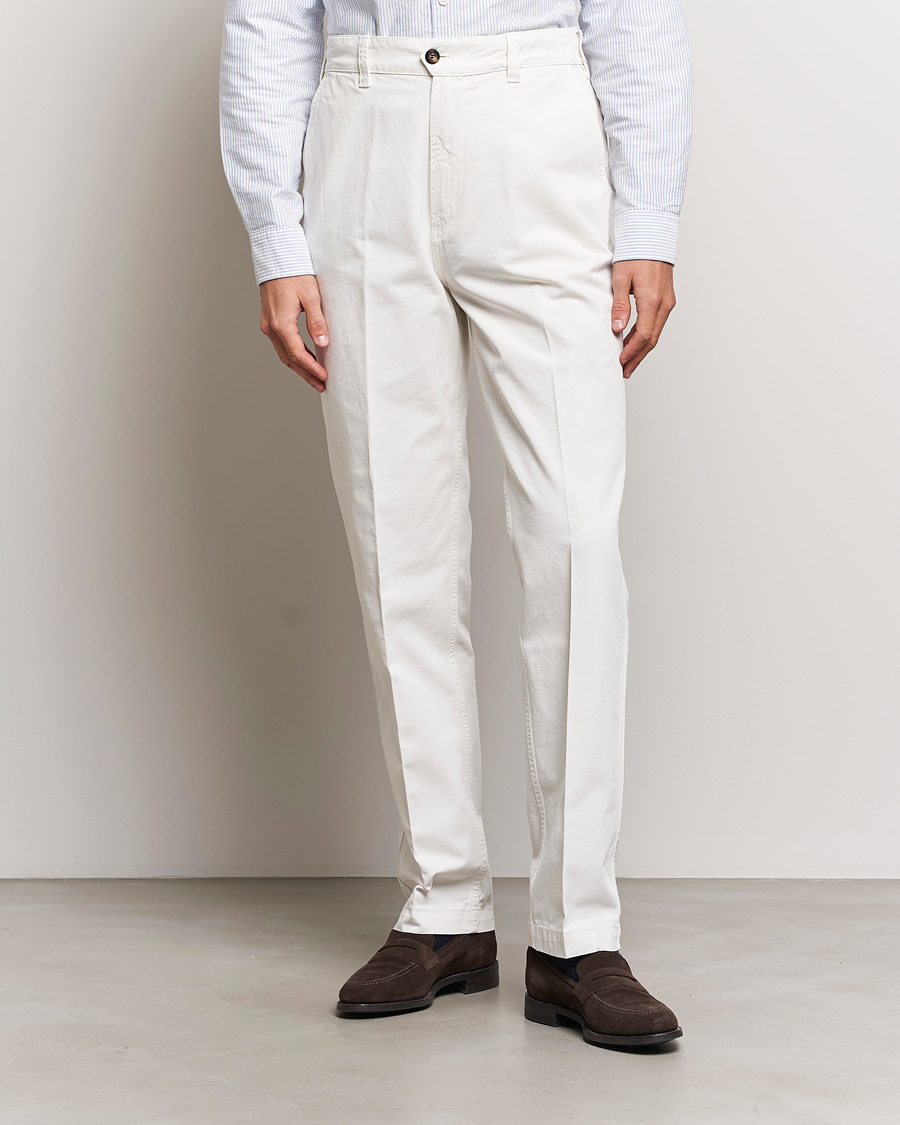Men | Clothing | Drake\'s | Cotton Flat Front Chino Ecru