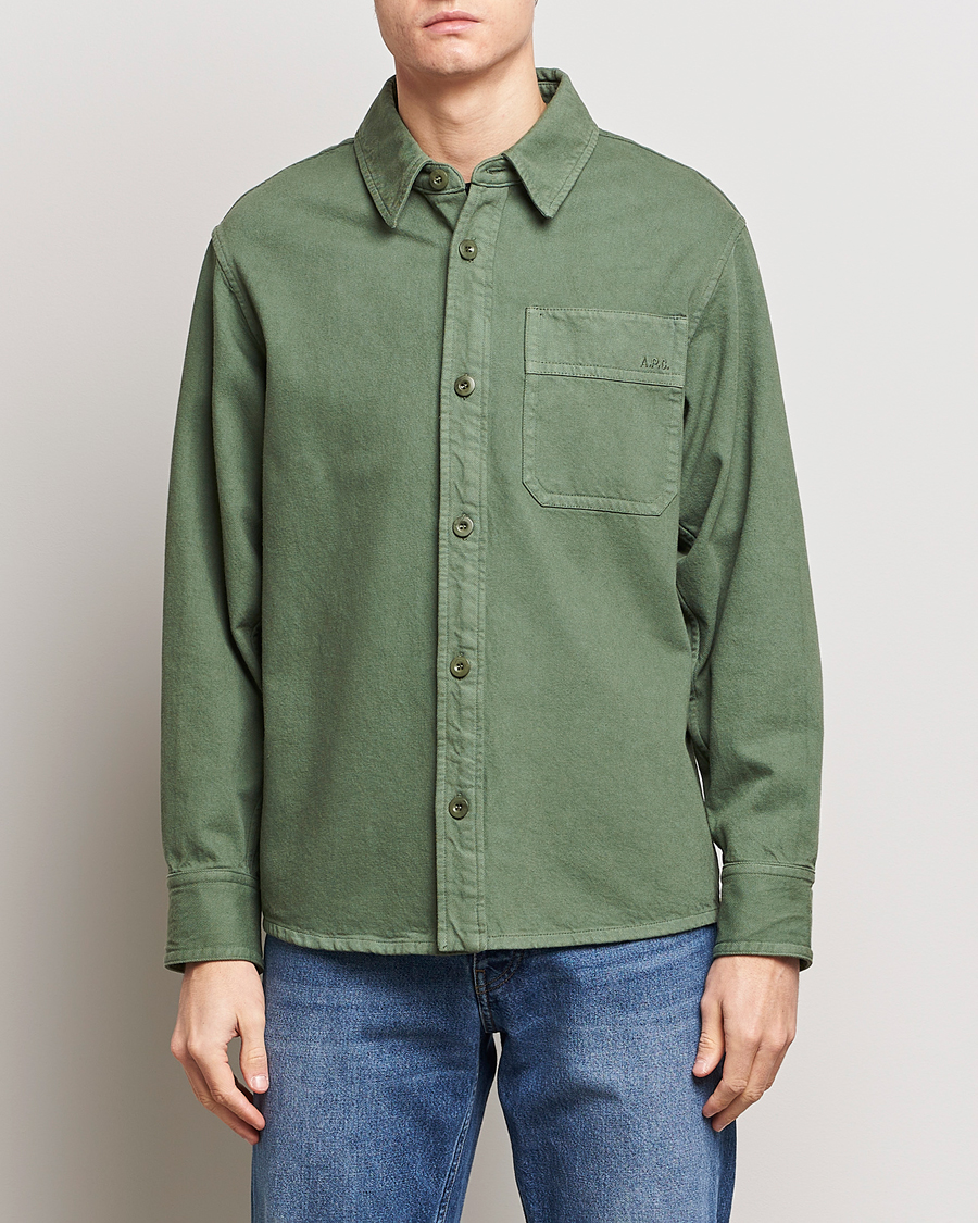 Men | Spring Jackets | A.P.C. | Basile Denim Overshirt Dark Green