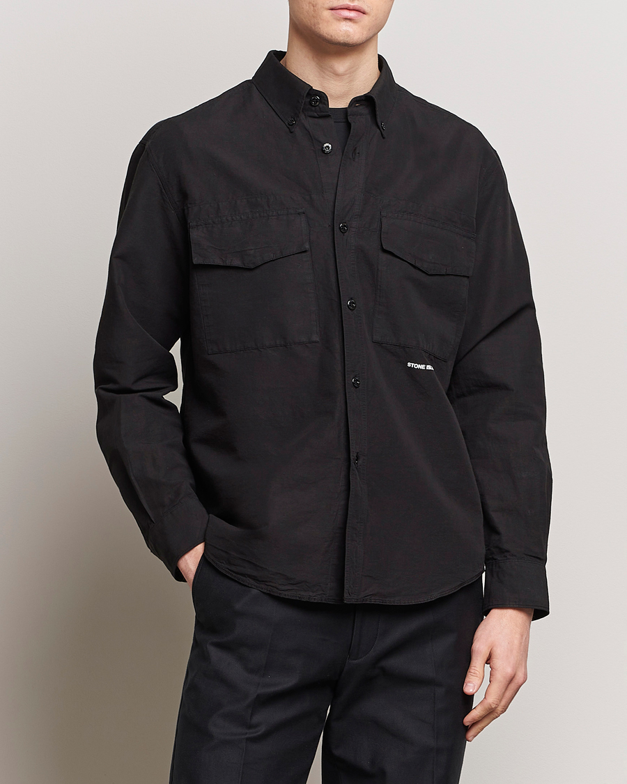 Men | Clothing | Stone Island | Cotton/Hemp Pocket Overshirt Black