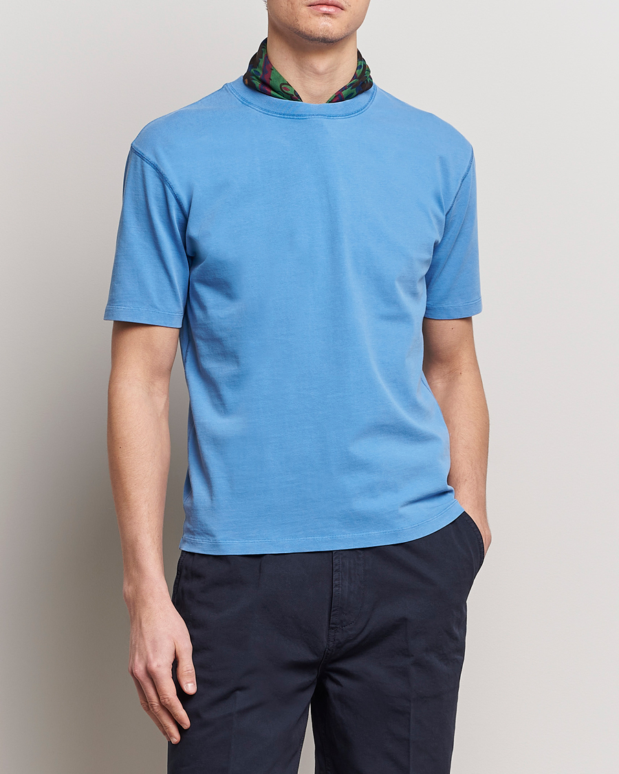 Men | Clothing | Drake\'s | Washed Hiking T-Shirt French Blue