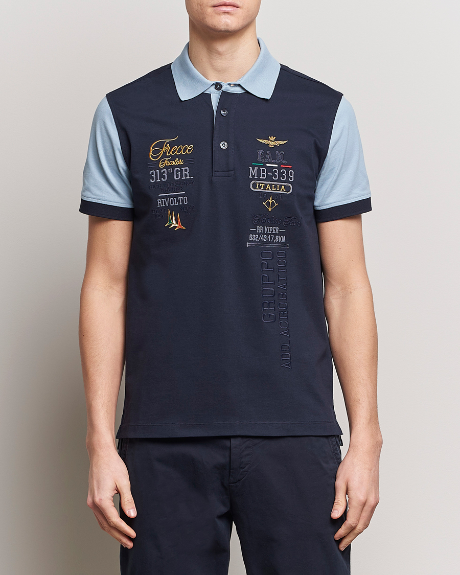 Men | Short Sleeve Polo Shirts | Aeronautica Militare | Heritage Polo Navy/Glacier Blue