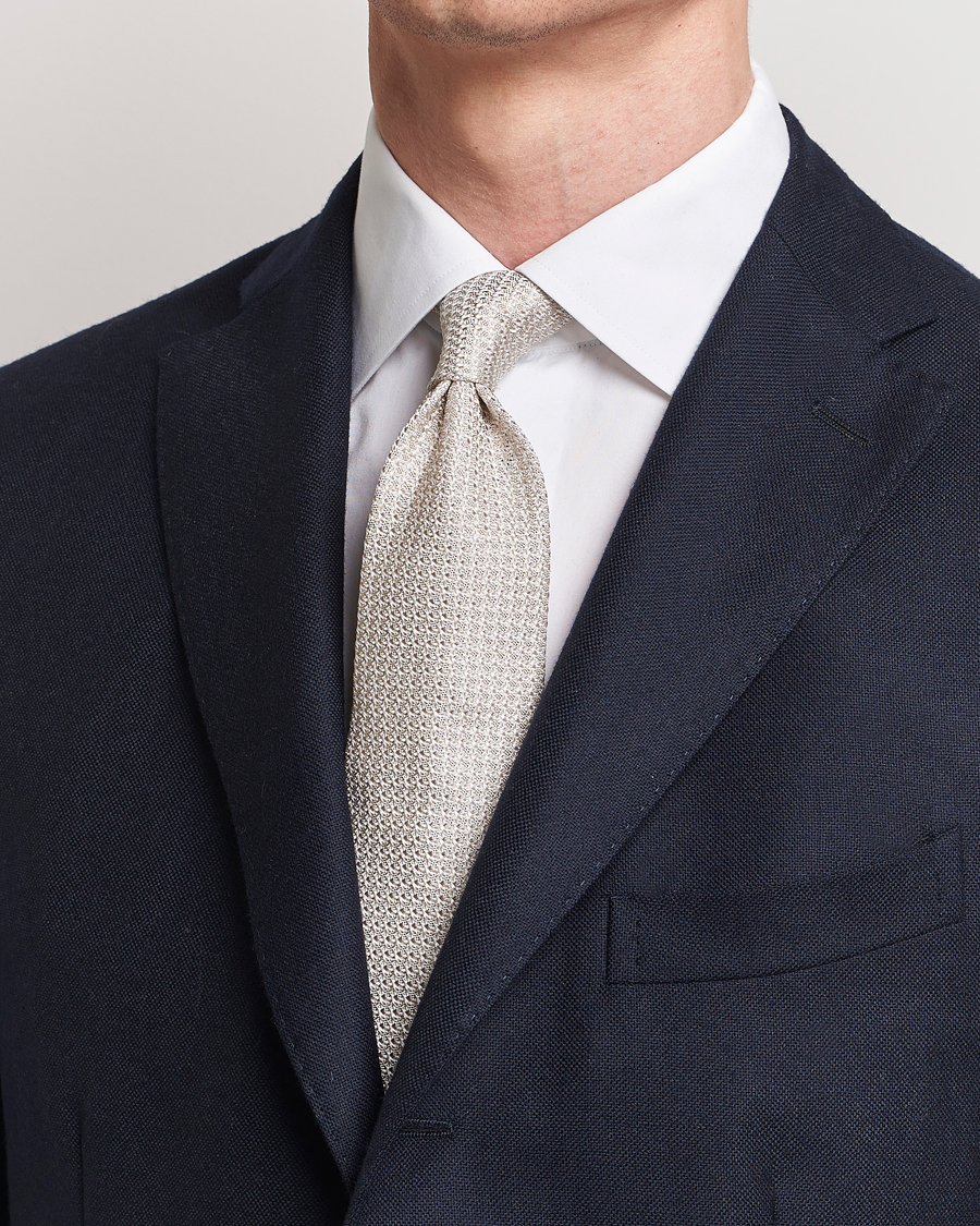 Men | Business & Beyond | Amanda Christensen | Silk Grenadine 8 cm Tie Beige
