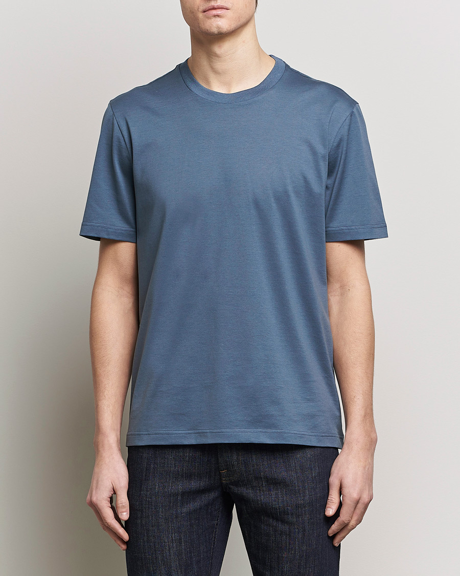 Men | Clothing | Brioni | Short Sleeve Cotton T-Shirt Petroleum