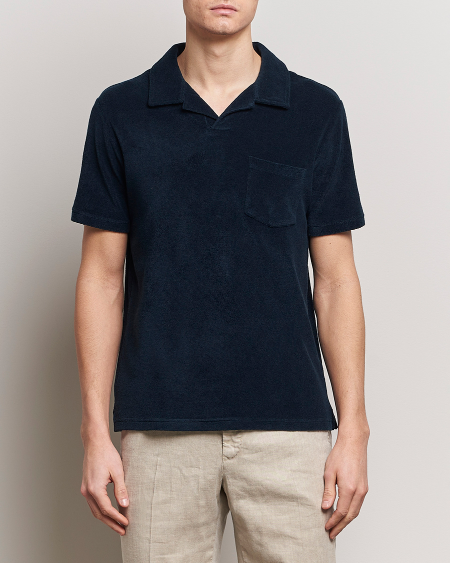 Men | Short Sleeve Polo Shirts | Altea | Terry Cotton Polo Navy