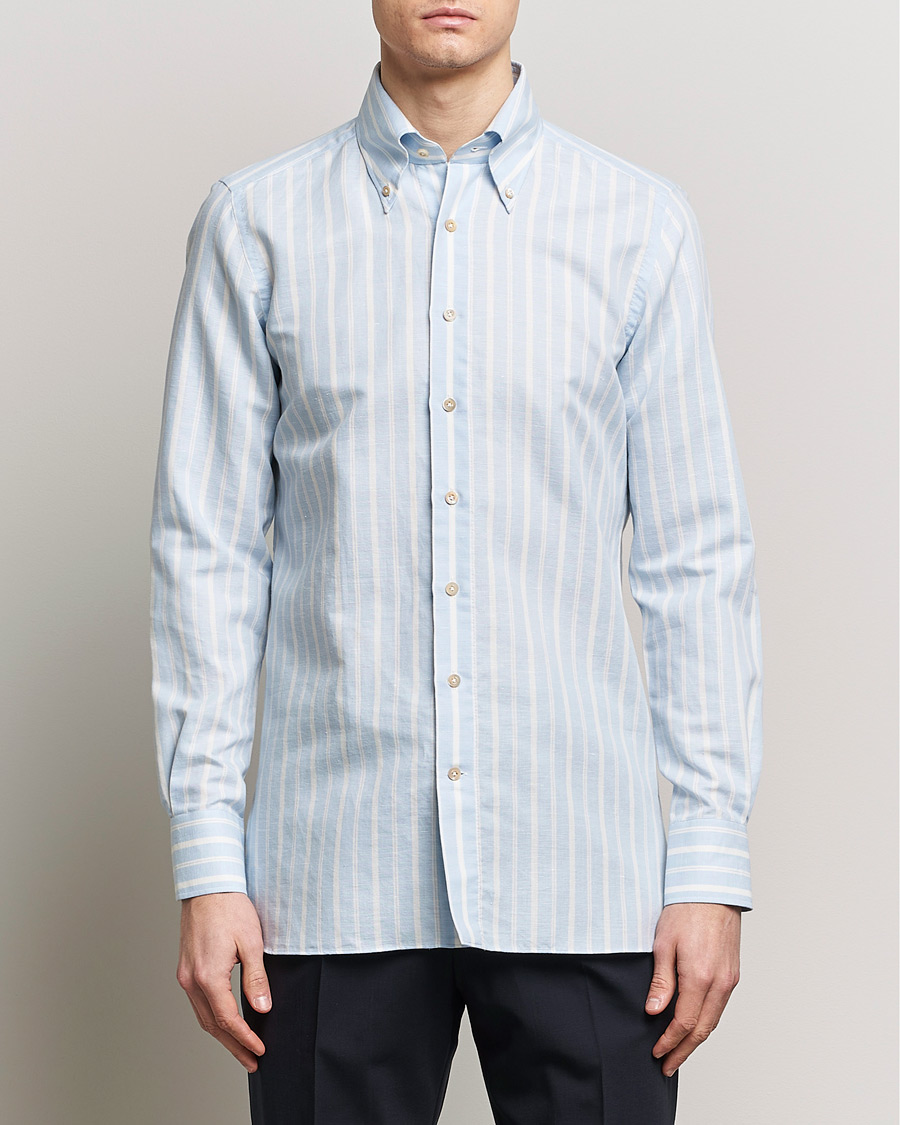 Men | 100Hands | 100Hands | Cotton Striped Shirt Light Blue