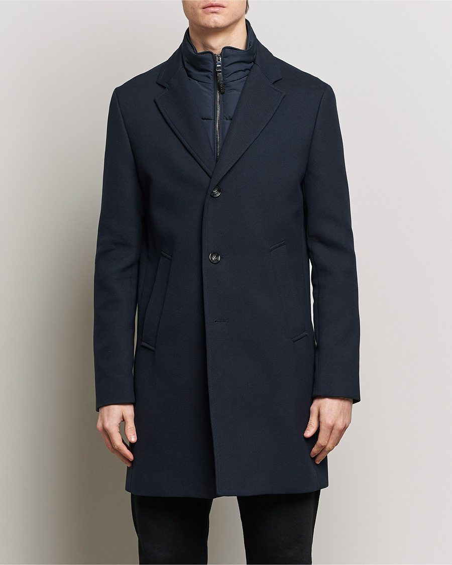 Men | Spring Jackets | BOSS BLACK | Hyde Cotton Coat Dark Blue