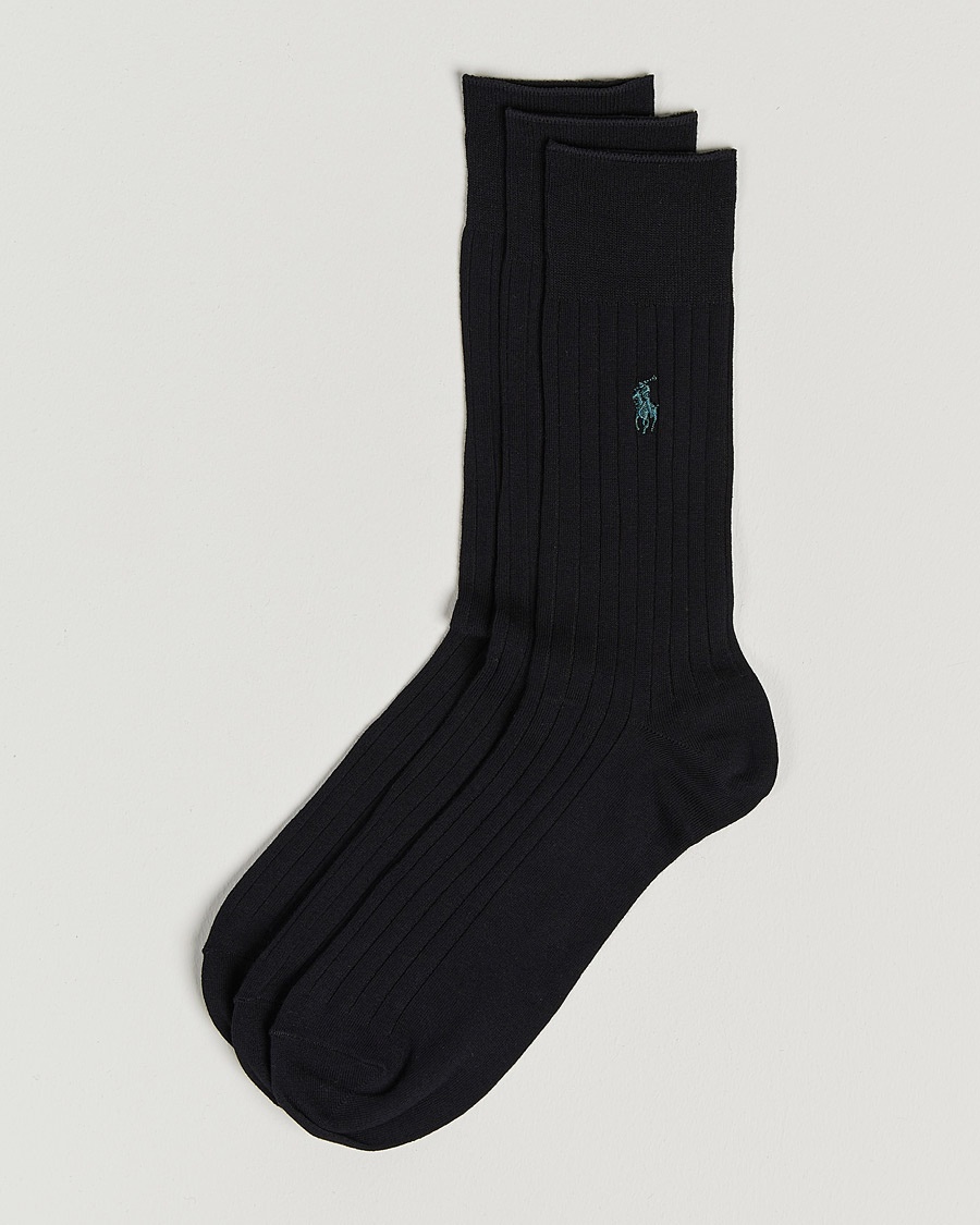 Polo Ralph Lauren 3-Pack Egyptian Cotton Socks Black – Black