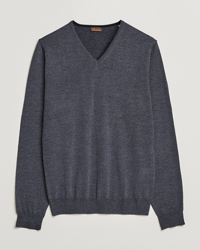 Piacenza Cashmere Cashmere V Neck Sweater Light Grey at