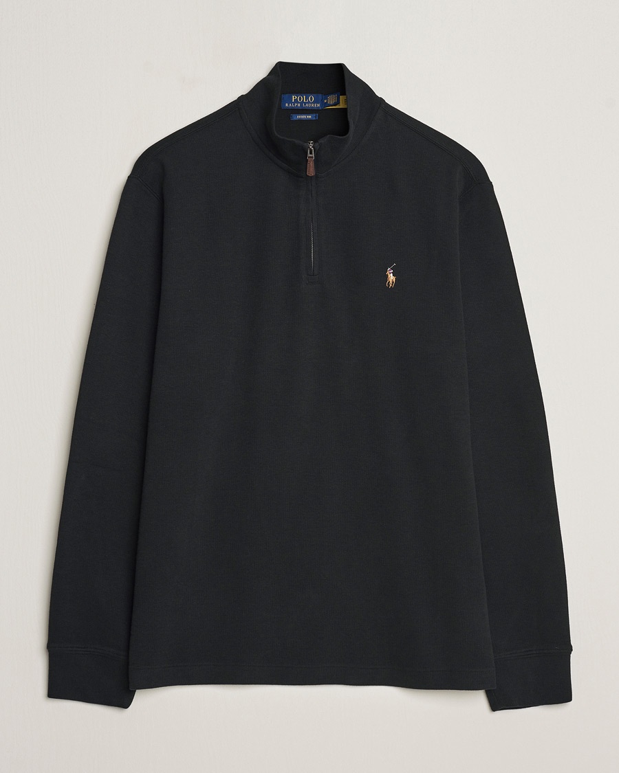 Polo Ralph Lauren Double Knit Jaquard Half Zip Sweater Polo Black – Black