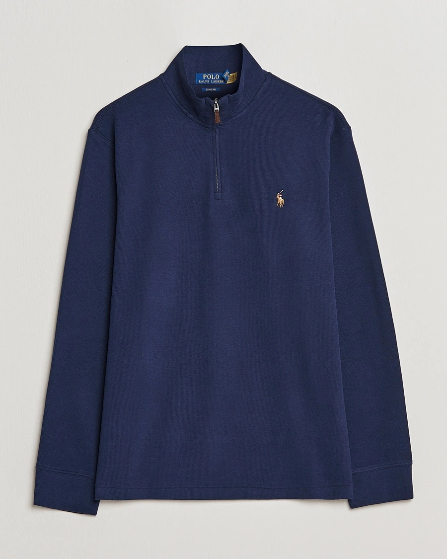 Polo Ralph Lauren Double Knit Jaquard Half Zip Sweater Cruise Navy – Blue