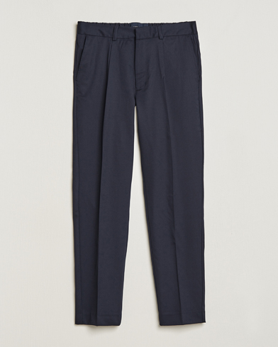 A Day's March Smart Trousers Wool Twill Navy at CareOfCarl.com