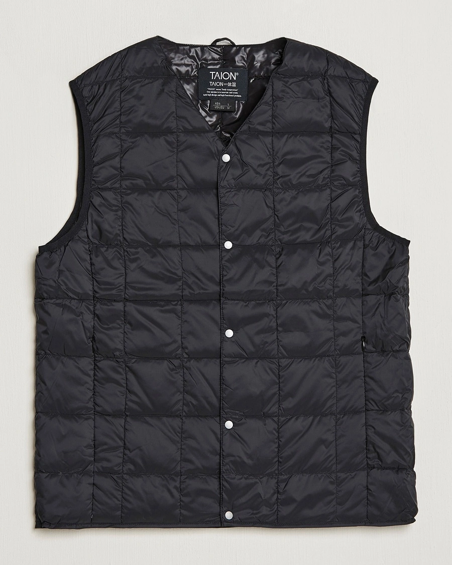 TAION V-Neck Lightweight Down Vest Black – Black