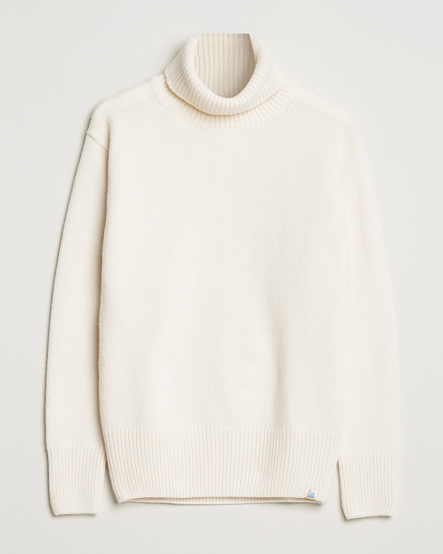 Merz b. Schwanen Merino/Cashmere Knitted Turtleneck Nature – White