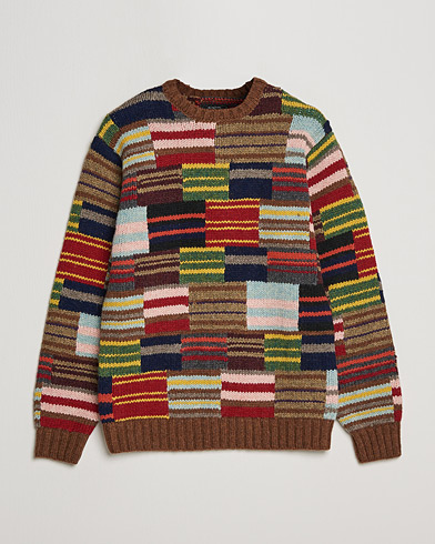 Patchwork sweater Wool authentic Handknit L