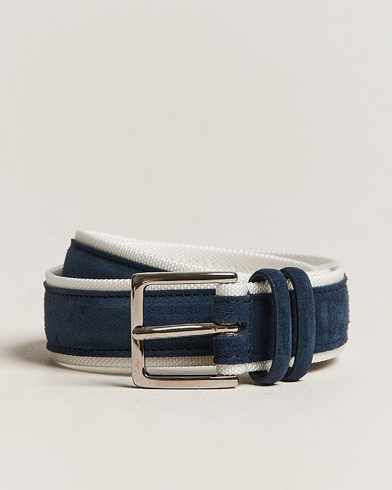Orciani Amalfi Suede/Canvas Belt Navy at 