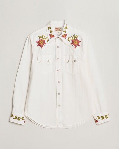 RRL Sawtooth Western Embroidered Shirt White Wash at CareOfCarl.com