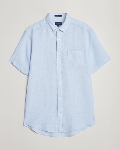 GANT Regular Shirt Capri Sleeve Blue Linen Striped at Fit Short