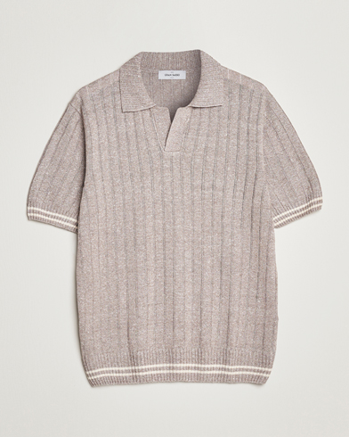 Gran Sasso Cotton/Linen Structured Knitted Polo Beige at