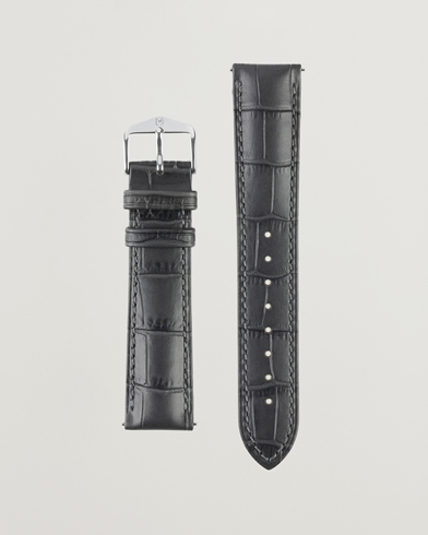 HIRSCH Duke Embossed Leather Watch Strap Black at CareOfCarl