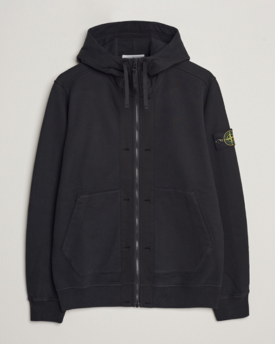 Stone Island Garment Dyed Fleece Hooded Full Zip Black at