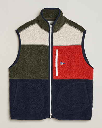 Drake's Colourblock Boucle Zip Fleece Vest Multi at