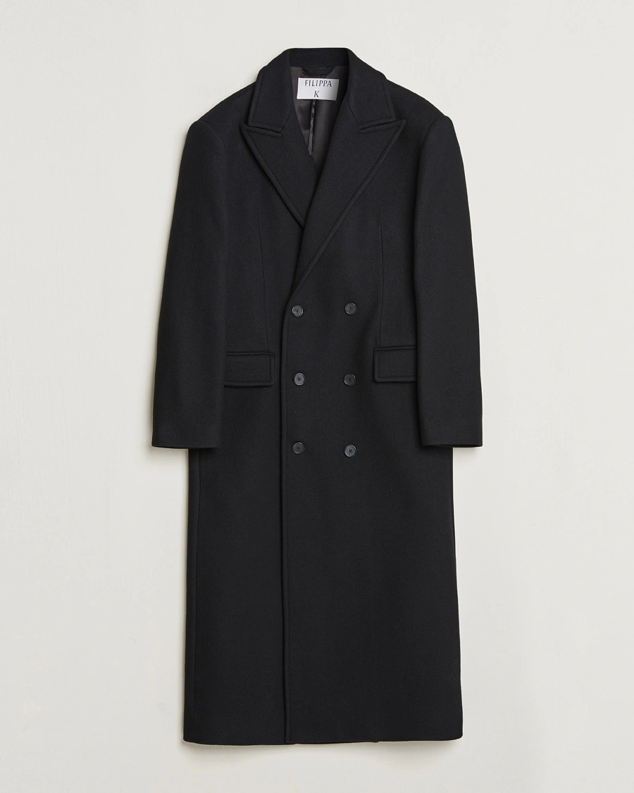 Filippa K Damian Double Breasted Wool Coat Black – Black
