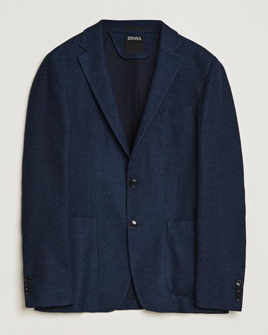 Zegna Unconstructed Structured Wool Blazer Navy at CareOfCarl.com