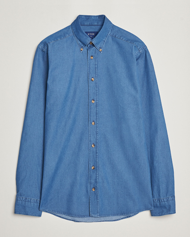 Kamakura Shirts Slim Fit Denim Shirt Light Indigo at CareOfCarl.com