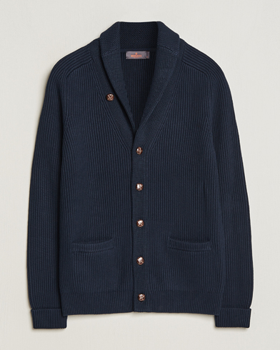 Gran Sasso Heavy Wool Knitted Blazer Cardigan Navy at CareOfCarl.com