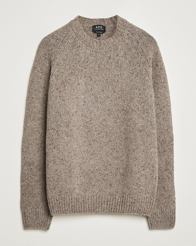 A.P.C. Harris Wool Knitted Crew Neck Sweater Taupe at CareOfCarl.com