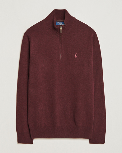 J.Lindeberg Kiyan Quarter Zip Wool Sweater Zinfandel at CareOfCarl.com