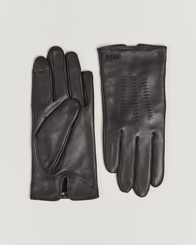 BOSS BLACK Hainz Leather Gloves at Brown Medium