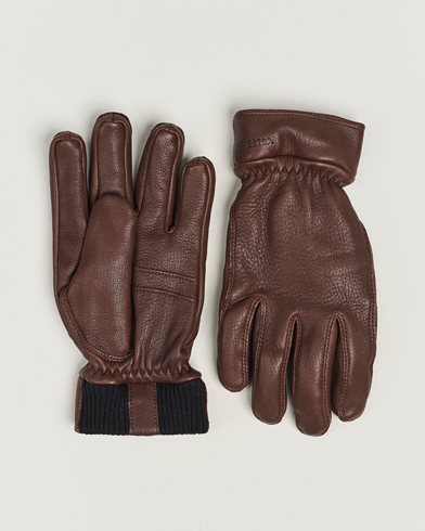 Hestra Kjetil Deerskin Rib Knitted Cuff Glove Chocolate at