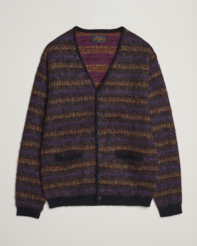 BEAMS PLUS Fairisle Jacquard Cardigan Grey at