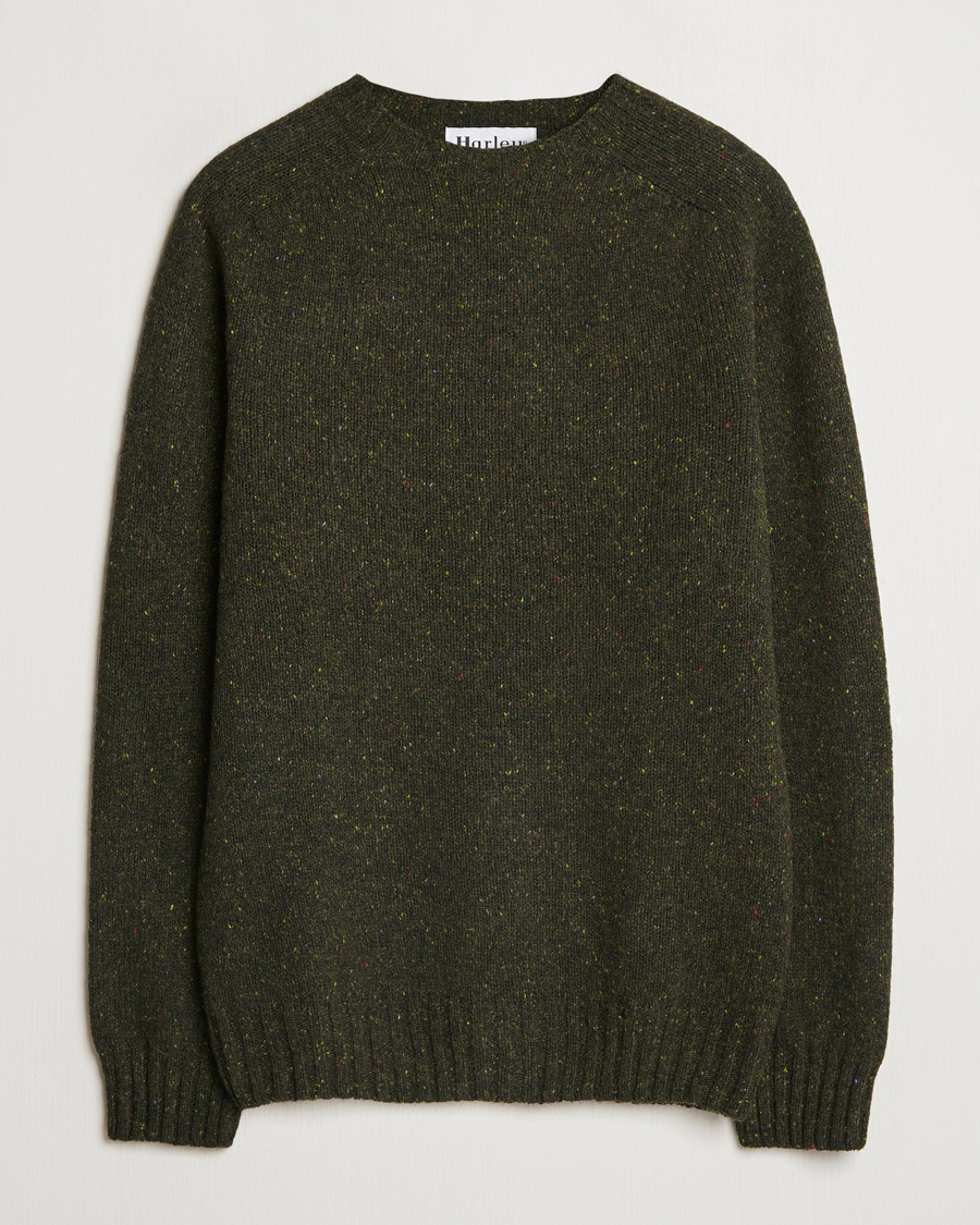 Harley Of Scotland Donegal Wool Crewneck Harris Green – Green