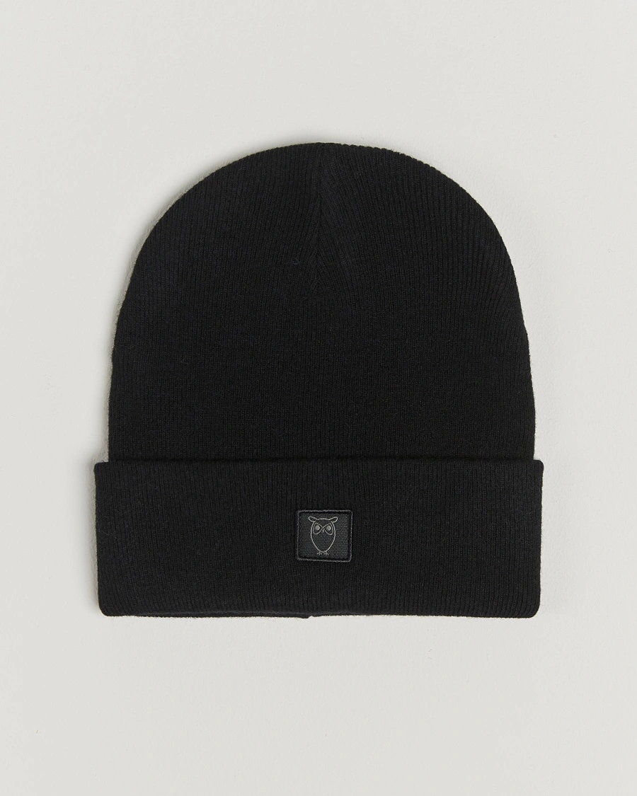 KnowledgeCotton Apparel Double Layer Wool Beanie Black – Black