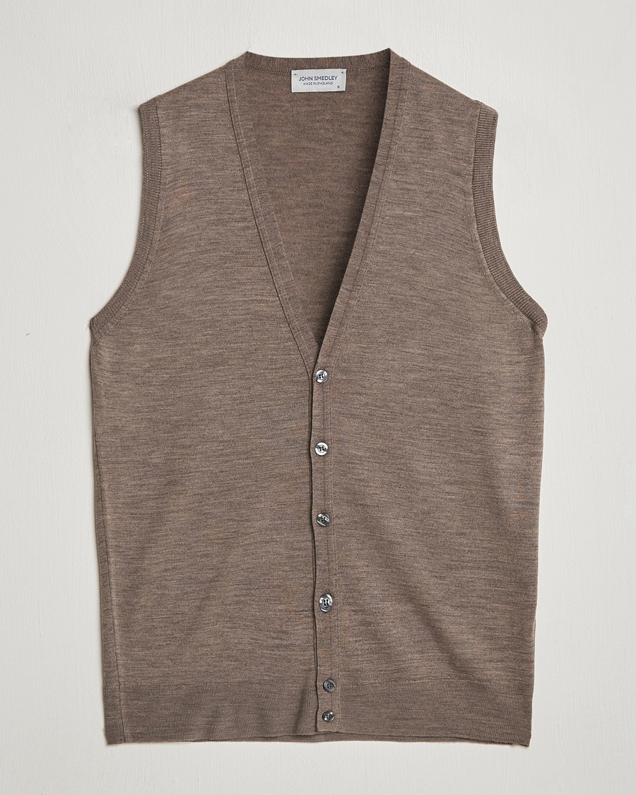 John Smedley Huntswood Slim Fit Waistcoat Mushroom Brown – Brown