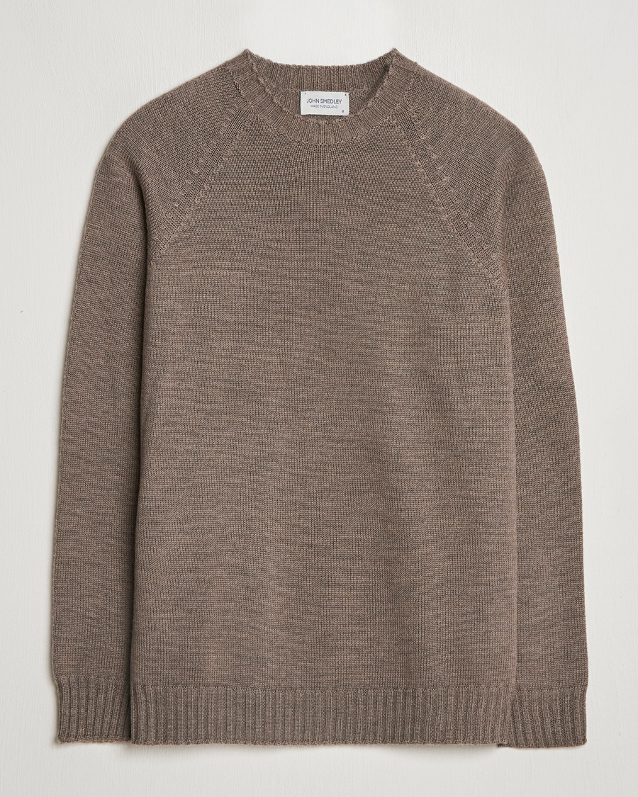 John Smedley Denver Extra Fine Merino Crew Neck Mushroom Brown – Brown